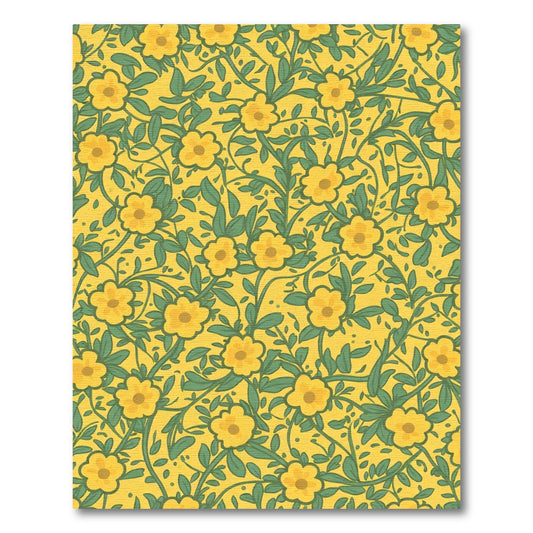 Golden Yellow Floral Vine Rug