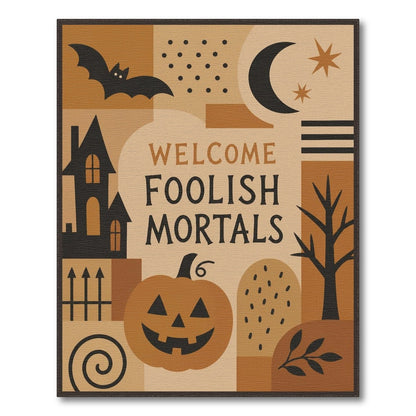 Orange Welcome Foolish Mortals Halloween Area Rug