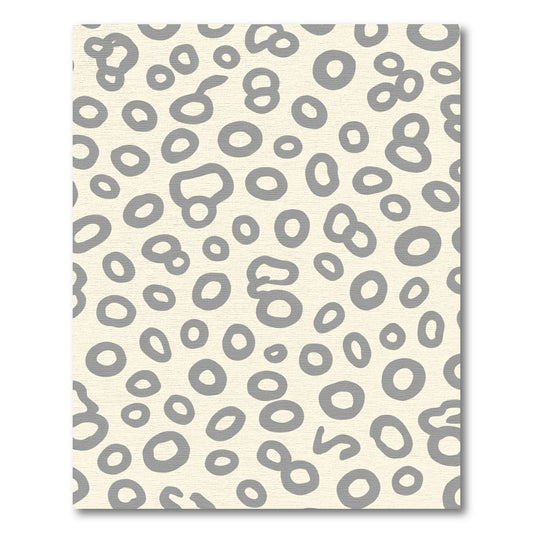 Gray Cream Abstract Circles Composition Rug
