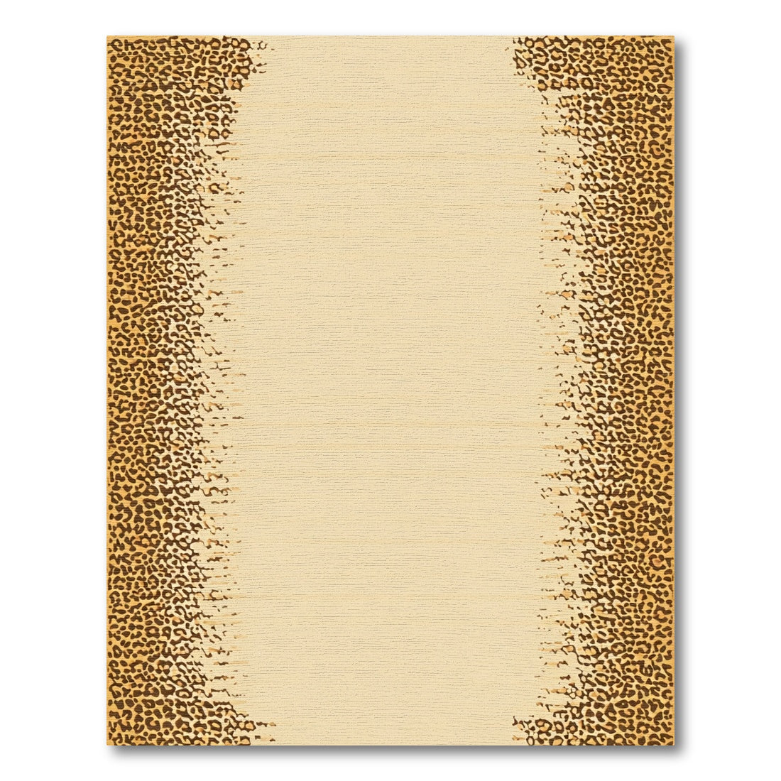 Golden Leopard Print Fading Border Rug