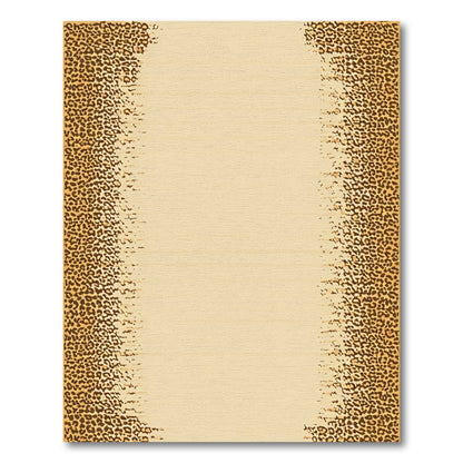 Golden Leopard Print Fading Border Rug