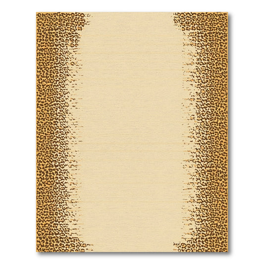 Golden Leopard Print Fading Border Rug