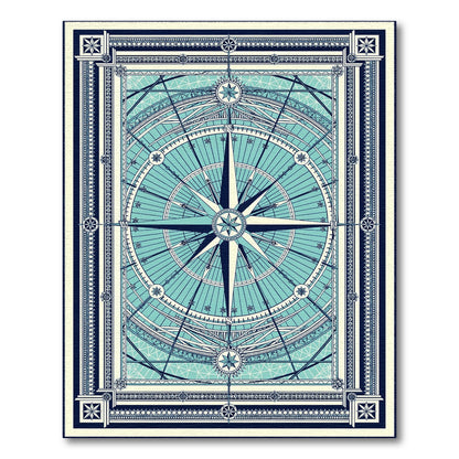 Blue and Teal Compass Geometric Area Rug