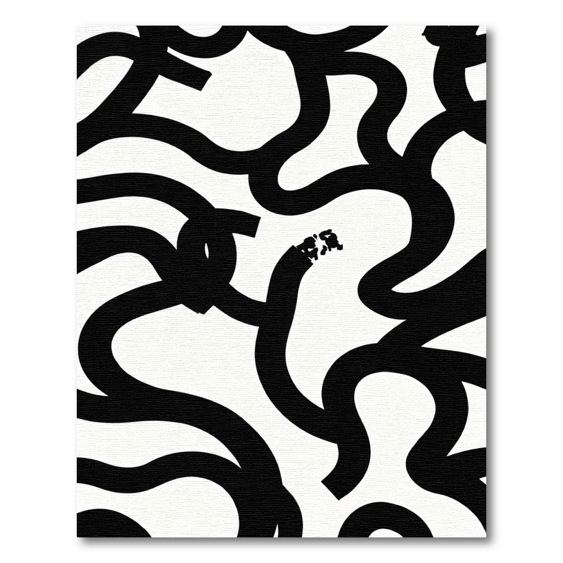 Black White Wavy Lines Abstraction Rug