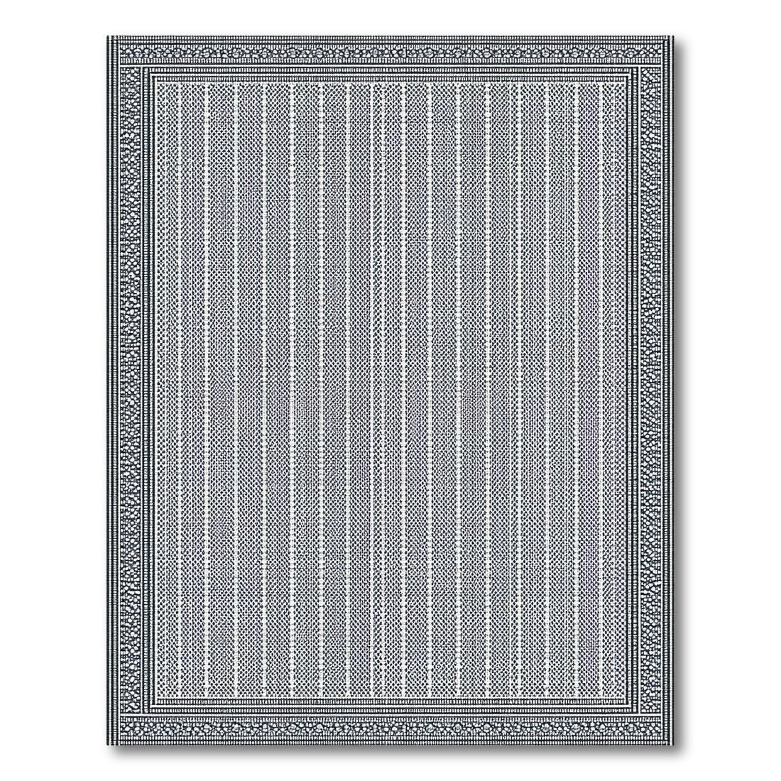 Black White Geometric Striped Area Rug