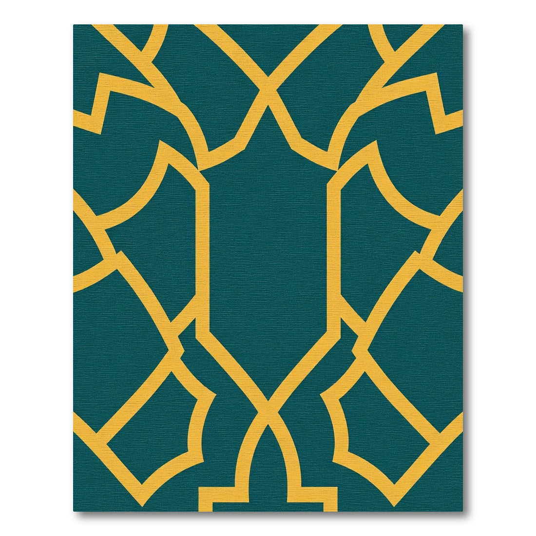 Teal and Gold Geometric Arabesque Rug