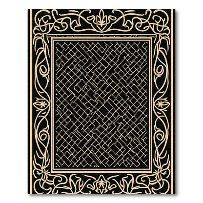 Black Cream Geometric Intertwined Border Rug