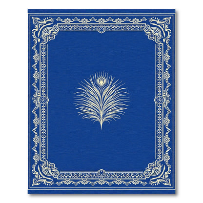 Deep Blue Ornate Peacock Feather Rug