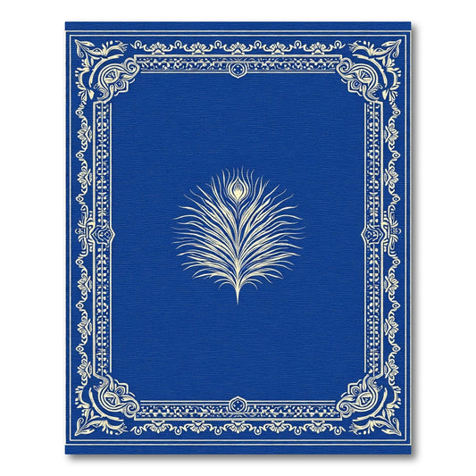 Deep Blue Ornate Peacock Feather Rug