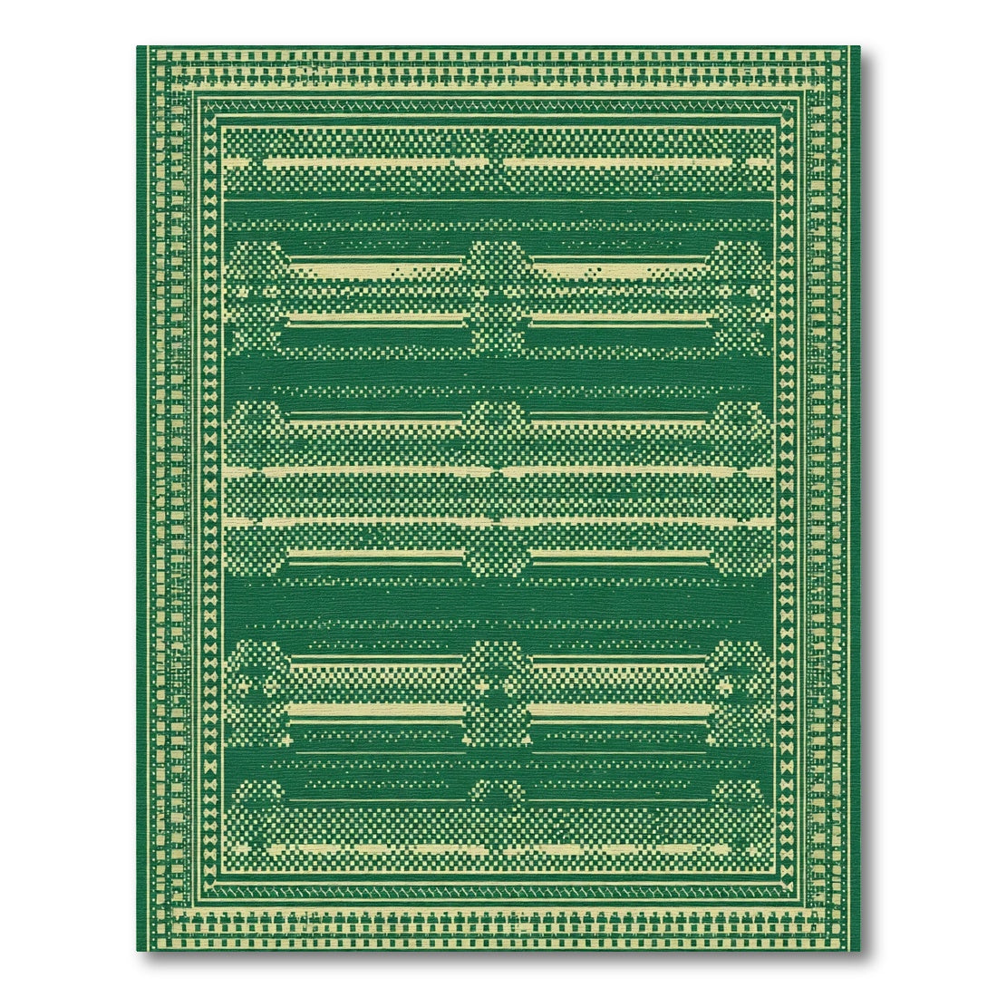 Emerald Green Geometric Abstract Rug