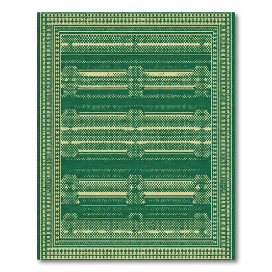 Emerald Green Geometric Abstract Rug