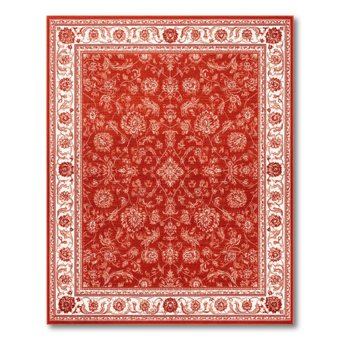 Red Floral Vintage Area Rug