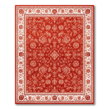Red Floral Vintage Area Rug