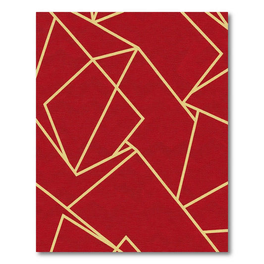 Crimson Yellow Geometric Angles Rug