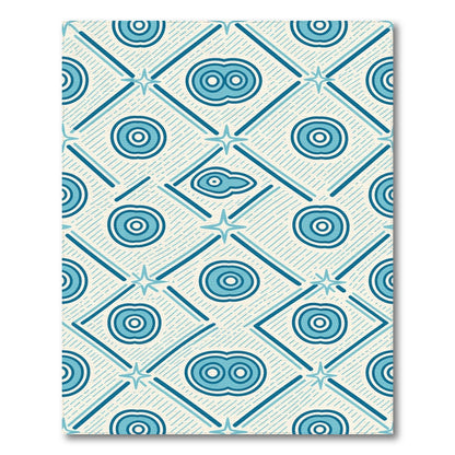 Blue Teal Geometric Star Circle Area Rug
