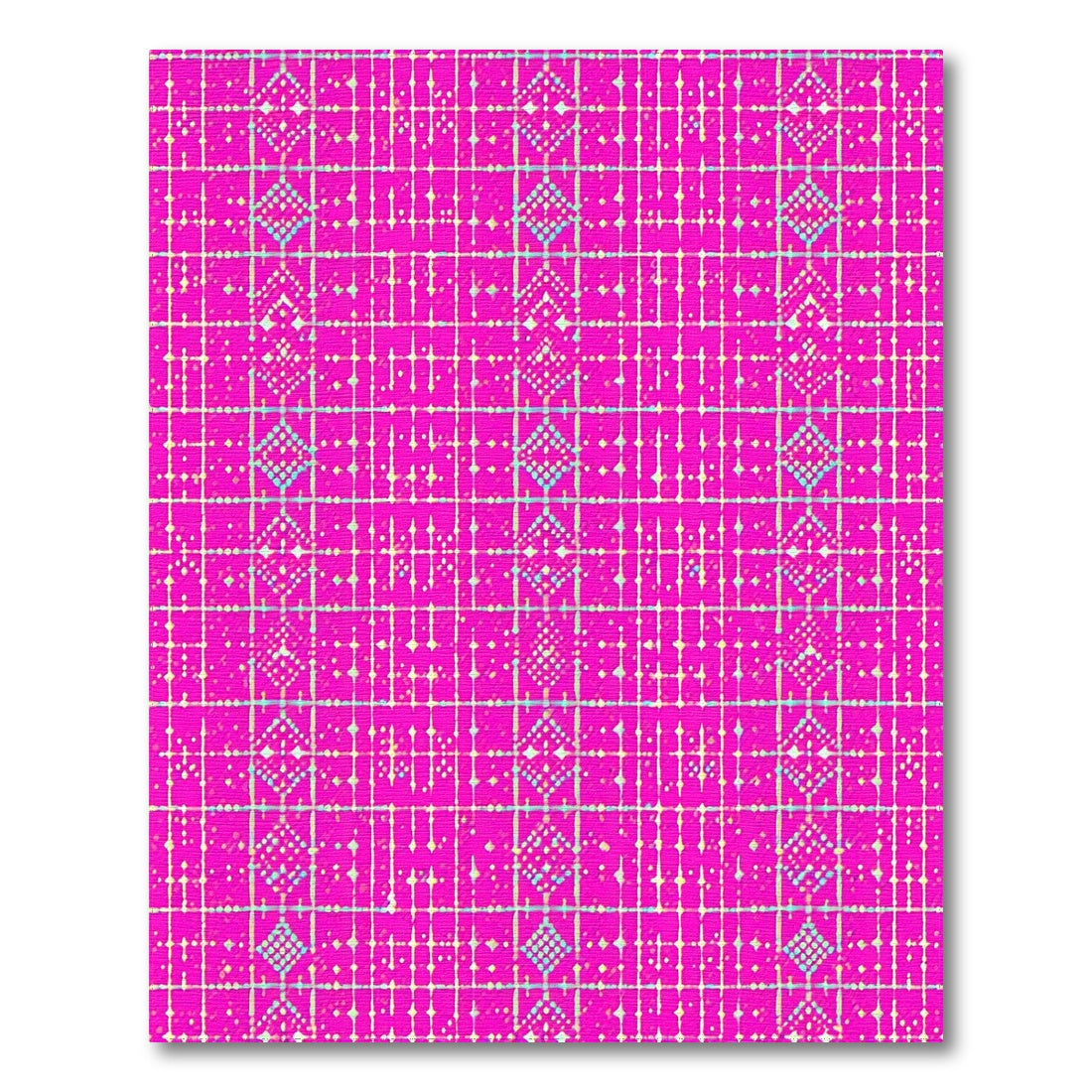Vibrant Pink Geometric Grid Pink Area Rug
