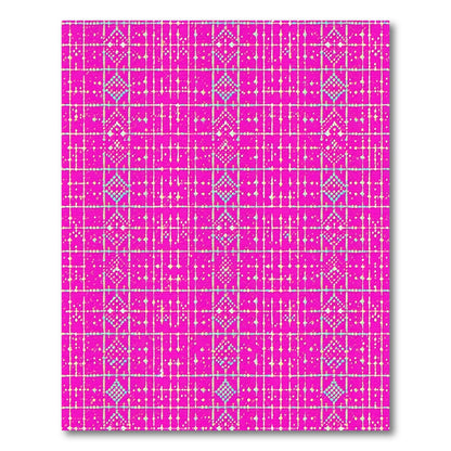 Vibrant Pink Geometric Grid Pink Area Rug