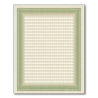 Green Geometric Lattice Border Area Rug