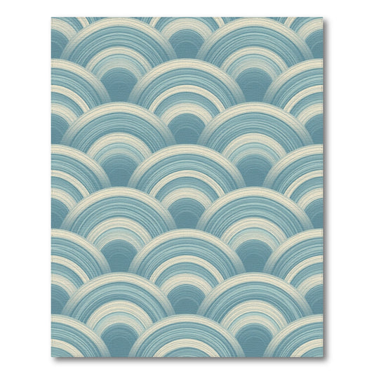 Blue and Teal Coastal Beach Blue Teal Wave Area Rug