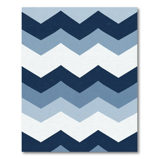 Navy Blue Chevron Stripes Rug