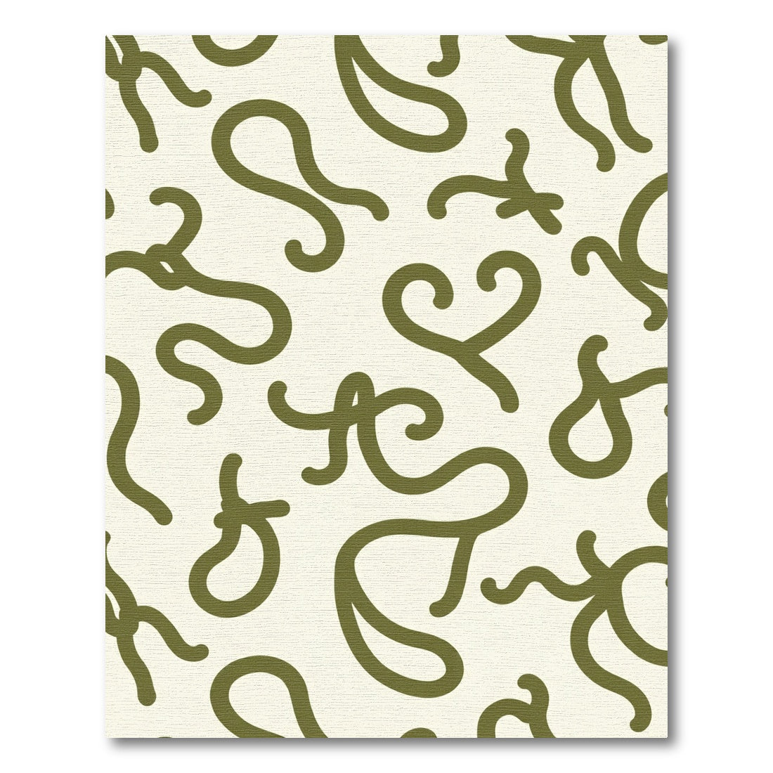 Olive Green Swirl Abstraction Rug