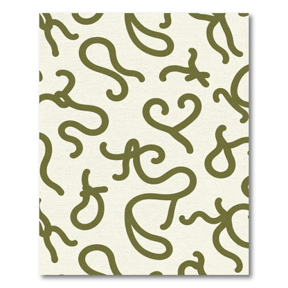 Olive Green Swirl Abstraction Rug