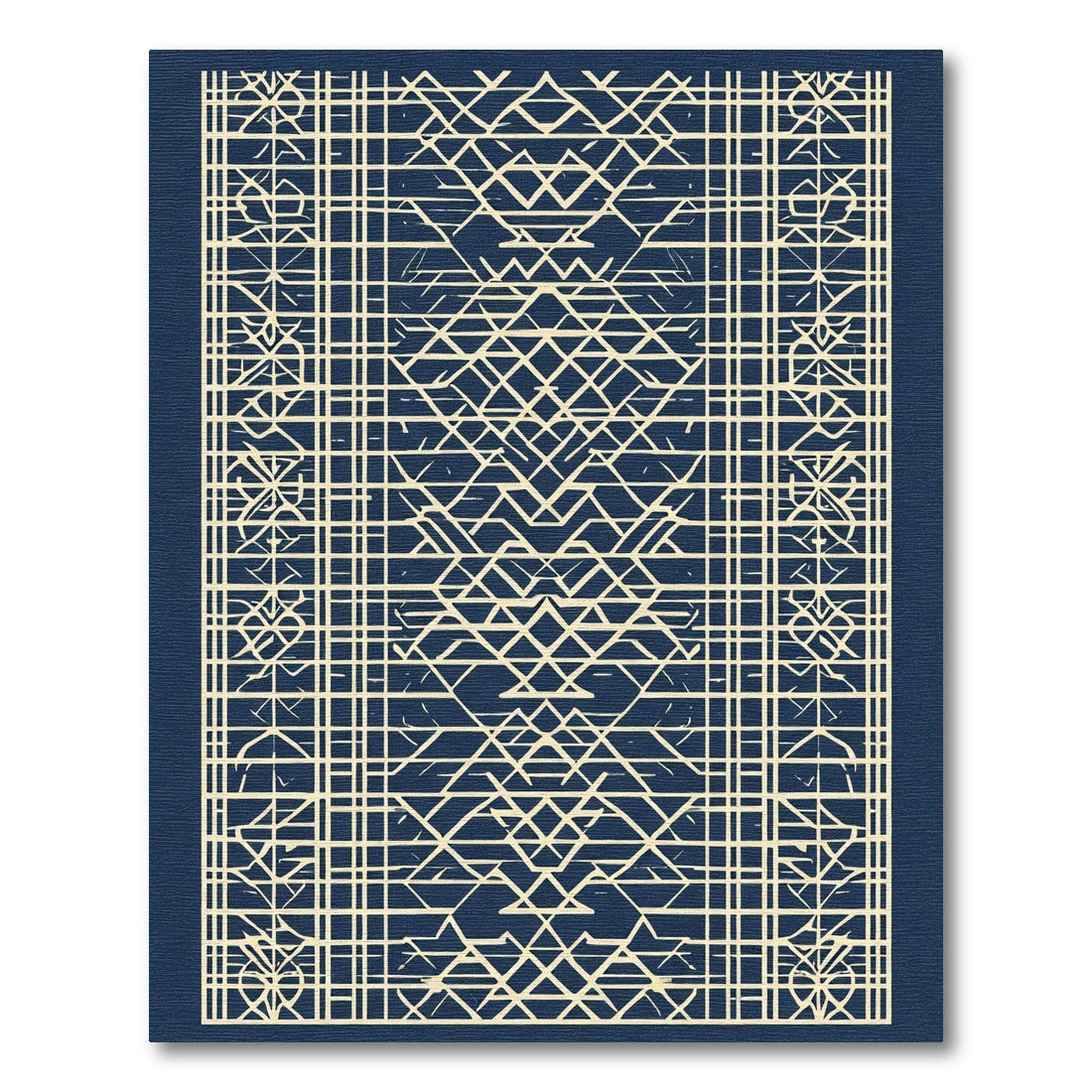 Antique Ivory Lattice Geometric Rug