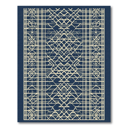 Antique Ivory Lattice Geometric Rug