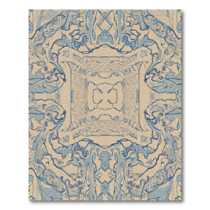 Abstract Blue Paisley Cream Symmetry Rug