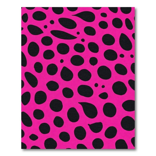 Bright Pink Black Amoeba Dot Rug