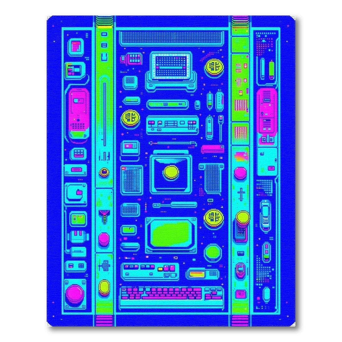 Neon Pixel Tech Washable Area Rug