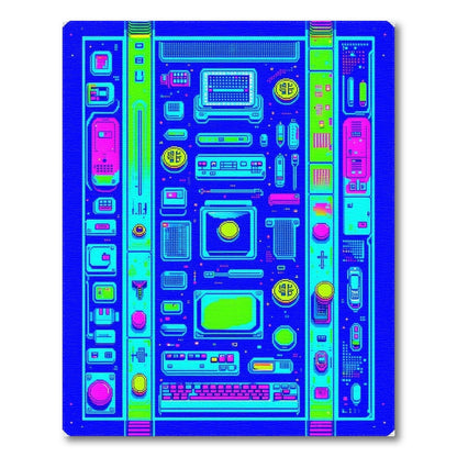 Neon Pixel Tech Washable Area Rug