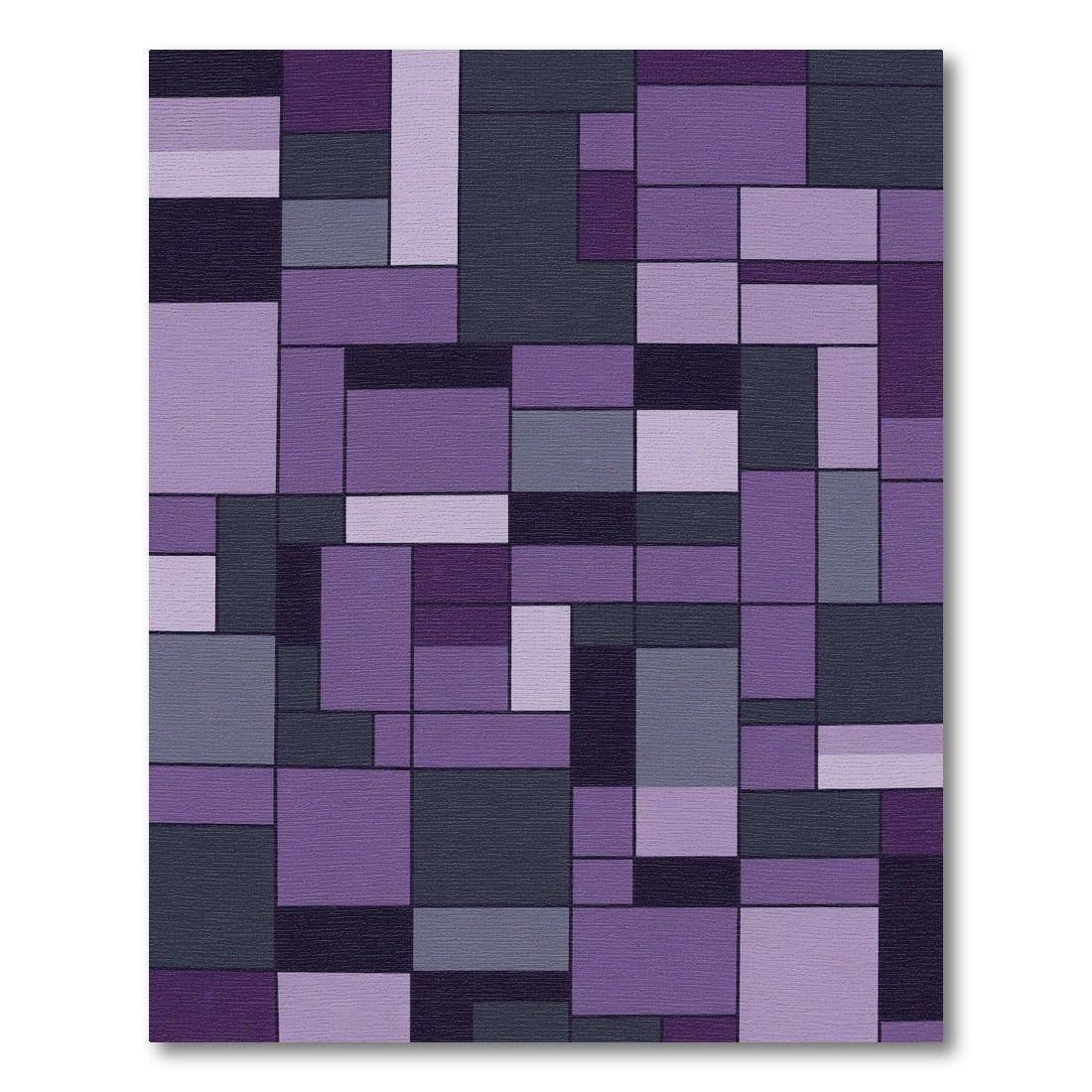 Purple Geometric Mondrian Composition Rug