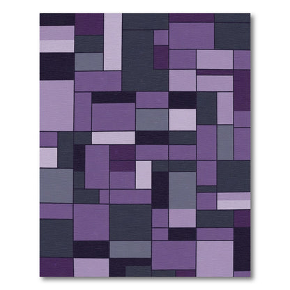 Purple Geometric Mondrian Composition Rug
