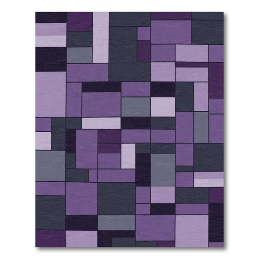 Purple Geometric Mondrian Composition Rug