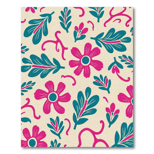 Whimsical Pink Teal Floral Swirl Rug