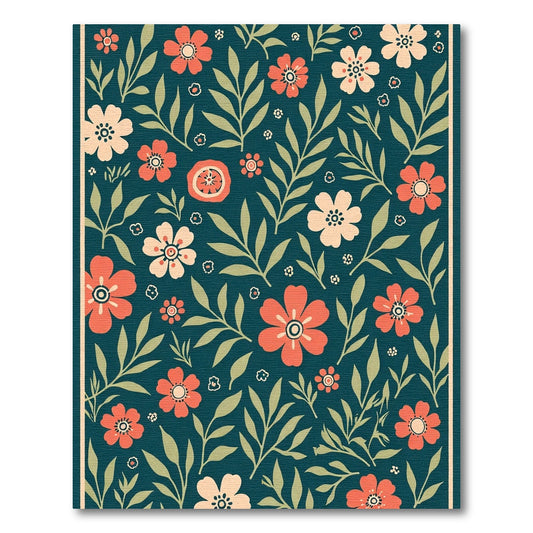 Coral and Cream Floral Garden Rug