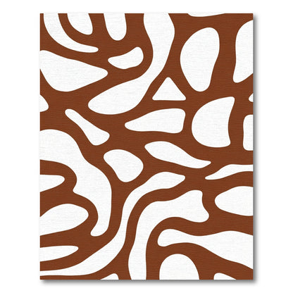 Brown White Organic Amoeba Shape Rug