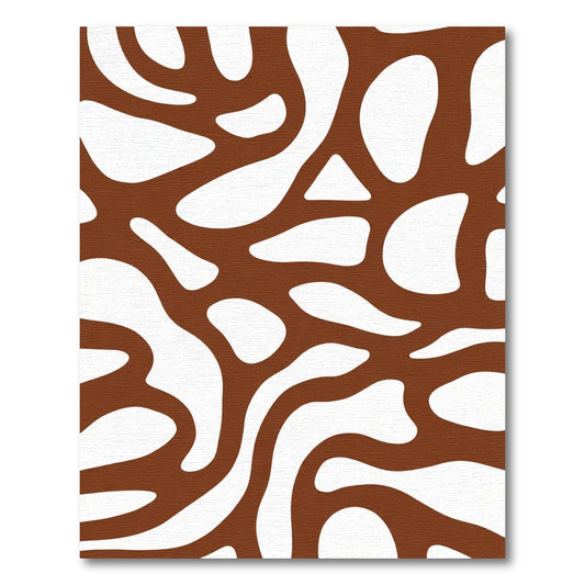 Brown White Organic Amoeba Shape Rug