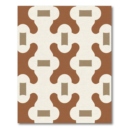 Terracotta Cream Interlocking Geometric Rug