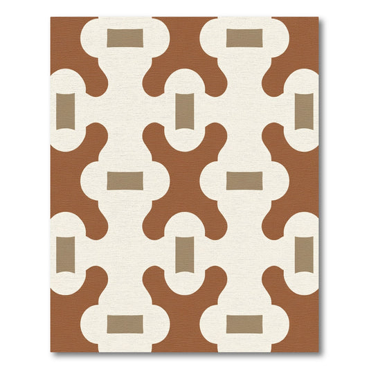 Terracotta Cream Interlocking Geometric Rug