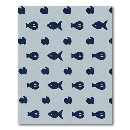 Navy Fish Midcentury Modern Aquatic Rug