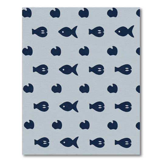 Navy Fish Midcentury Modern Aquatic Rug