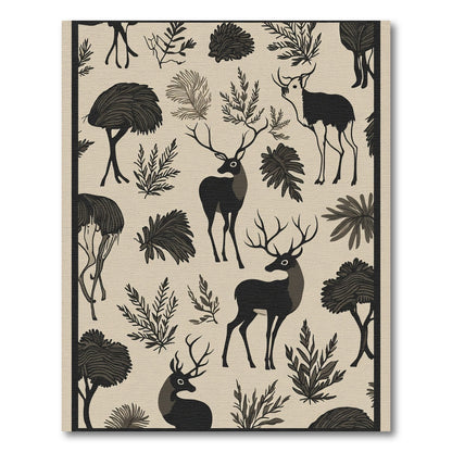 Stag and Fern Woodland Cream Rug