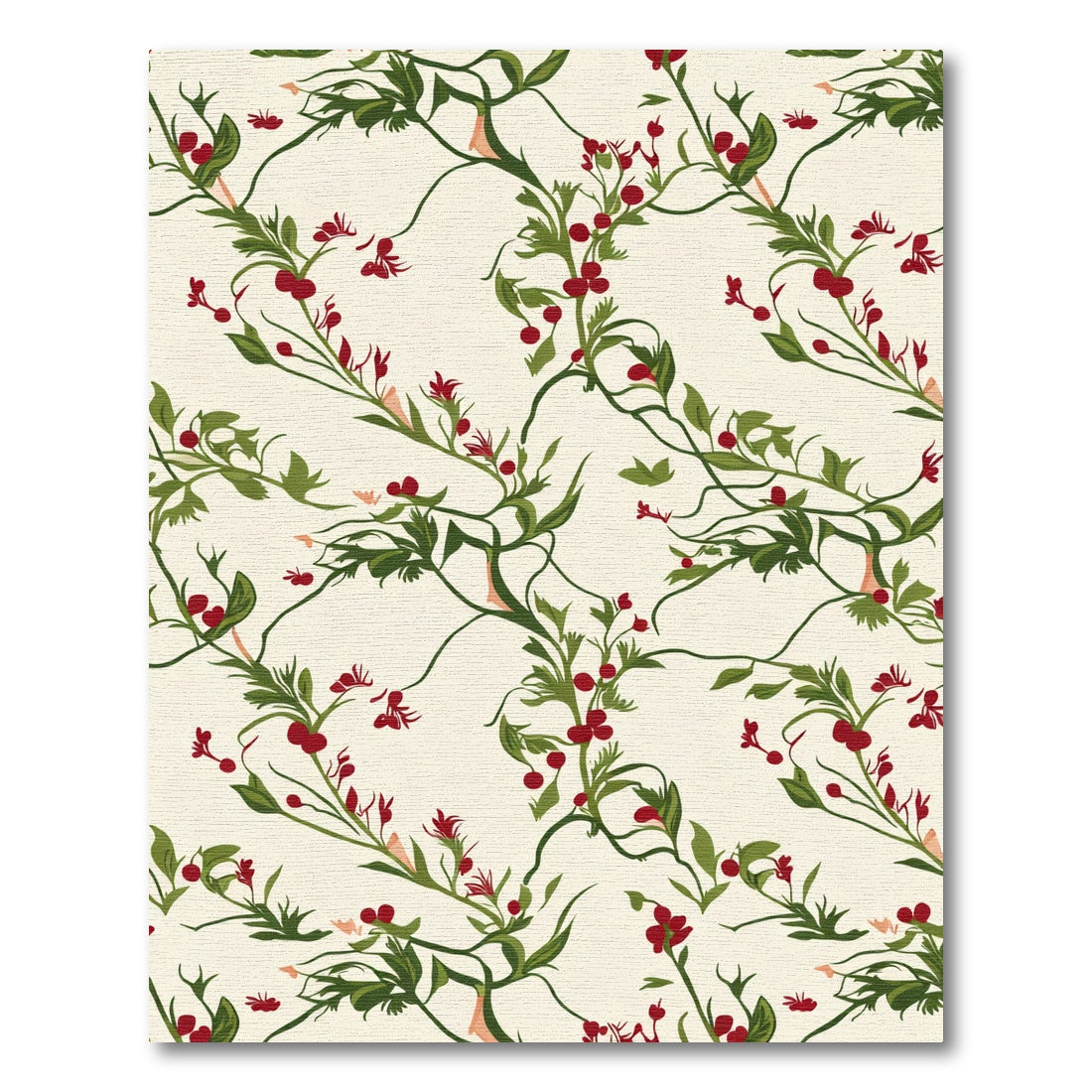 Crimson Berry Vine Branch Rug