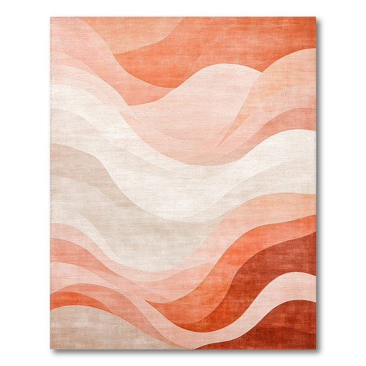 Orange Wave Abstract Orange Area Rug