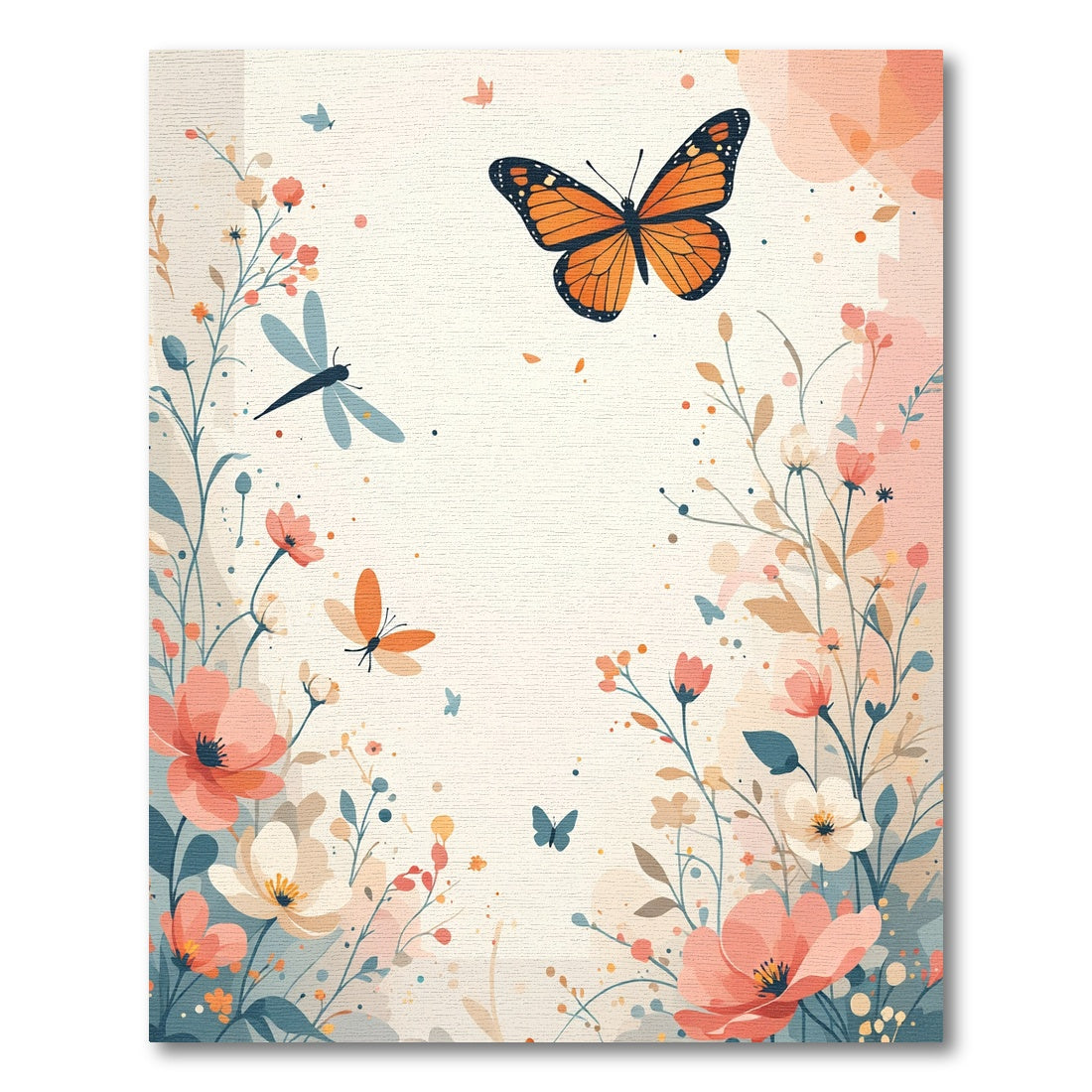 Whimsical Orange Butterfly Garden Rug