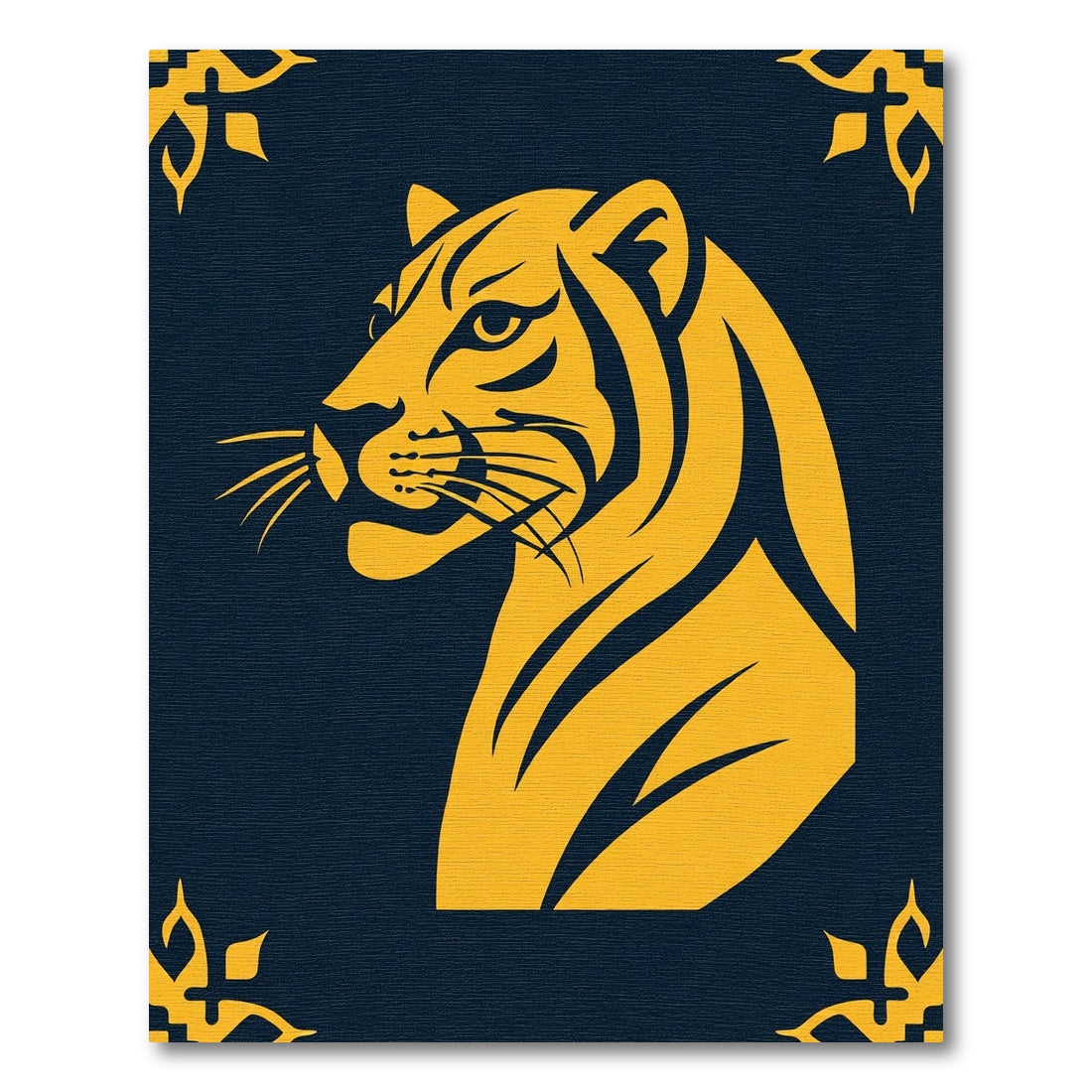 Golden Tiger Silhouette Dark Graphic Rug