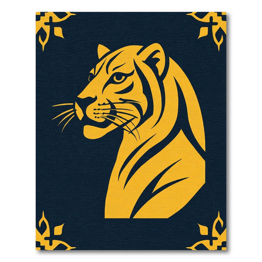 Golden Tiger Silhouette Dark Graphic Rug