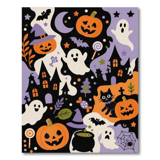 Halloween Kids Cartoon Ghosts Pumpkins Area Rug